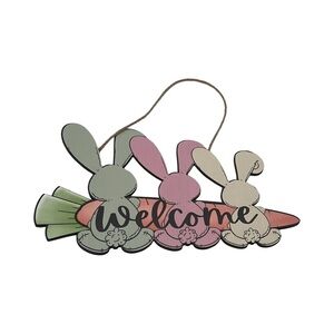 Charming Multicolor Bunny Welcome Sign